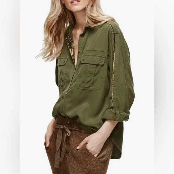FREE People Women's Moss Off Campus Button Down Shirt Small - Picture 1 of 10